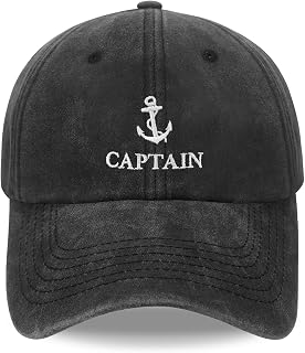 Captain Hat for Men Women, Gifts for Boat Owners, Embroidery Adjustable Cotton Retro Baseball Cap