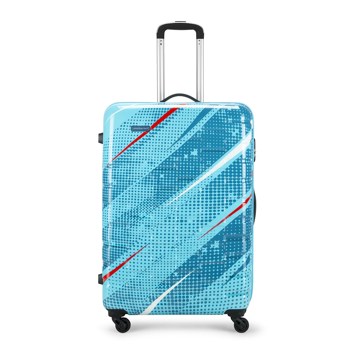 Aristocrat Radiance Check-in Trolley Bag 75cm | Large | Polypropylene Hard Luggage| Smooth 4-Wheel Suitcase| Combination Lock with Sturdy Zipper | Full Fabric Convipack | 5-Year Warranty (Blue)