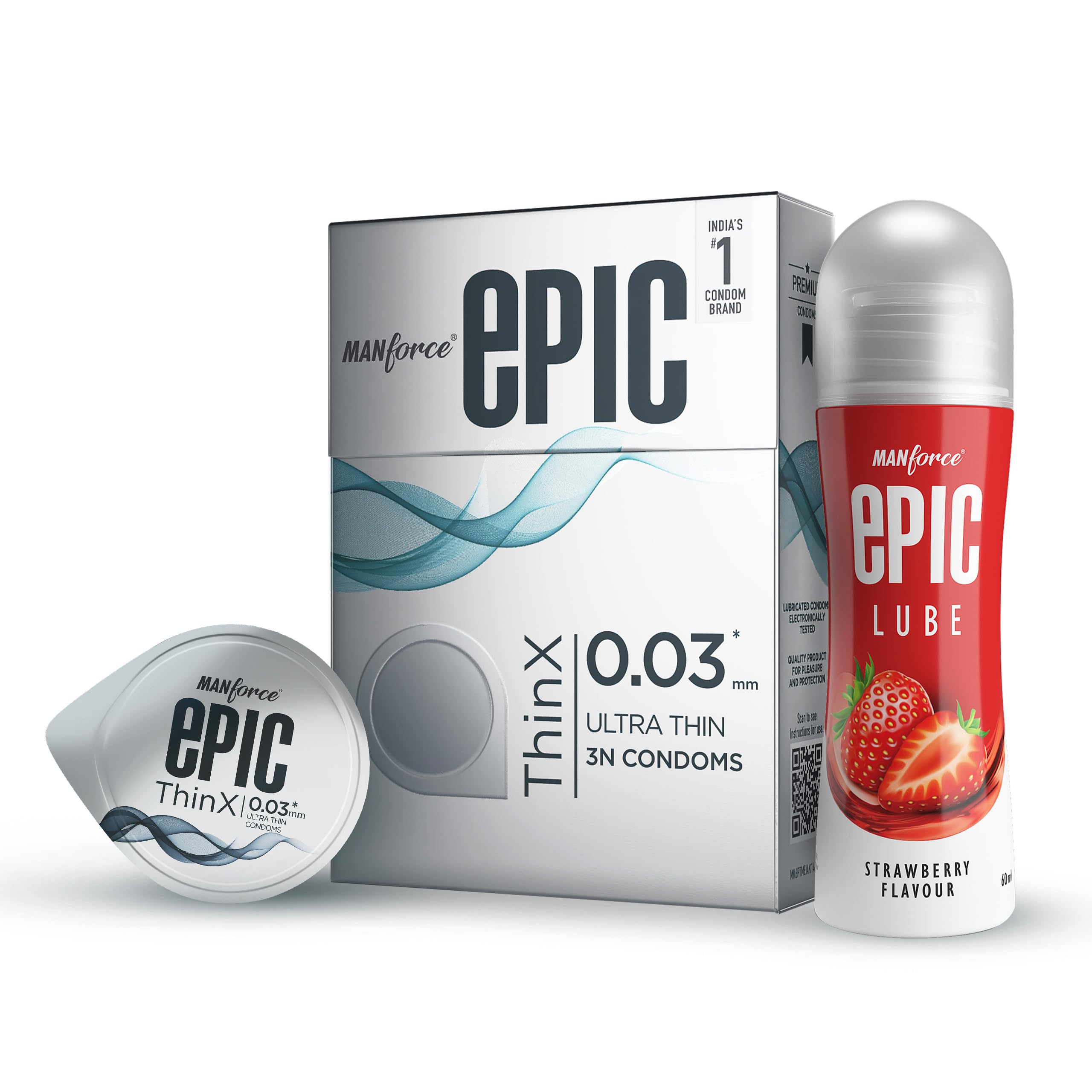 Manforce Epic ThinX Condoms 3 Units with Epic Strawberry Lube| 0.03mm Ultra Thin Condoms| Water-based Lube-image-12