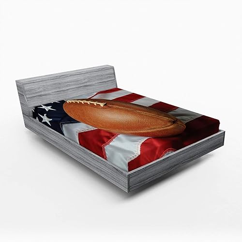 Miniatura 6 de Lunarable Sábana bajera deportiva, pelota de béisbol y salpicaduras de agua, estampado temático de arte creativo, funda de cama con bolsillo Azul