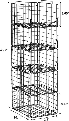 Miniatura 3 de Estante organizador de armario apilable de 5 niveles  Contenedores de almacenamiento de metal plegables para ropa, suéteres y toallas  Elegantes