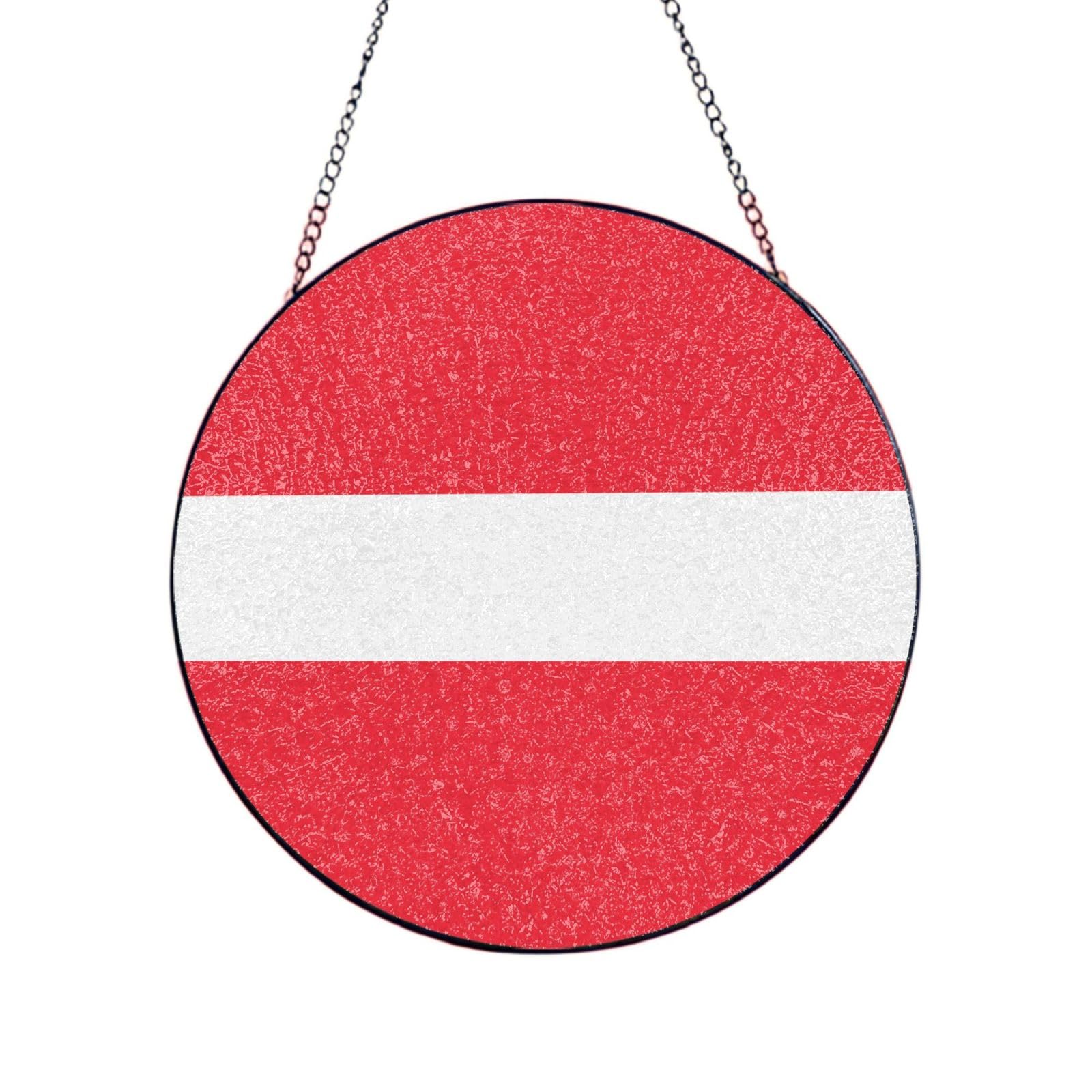 Phayah Austrian Flag Print Glass Window Hanging Sun Catchers Suncatcher Decor For Birthday For Home Garden Porch 4in（10cm）