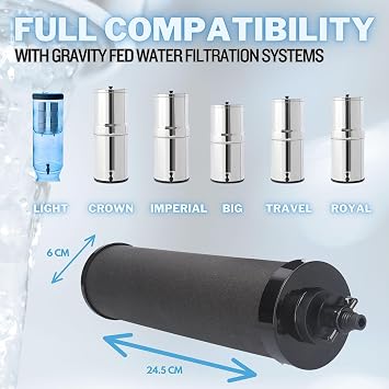 Water Filter Replacements Compatible with Berkey BB9 Gravity Fed Filter Countertop Water Purification Systems (4 Pack)