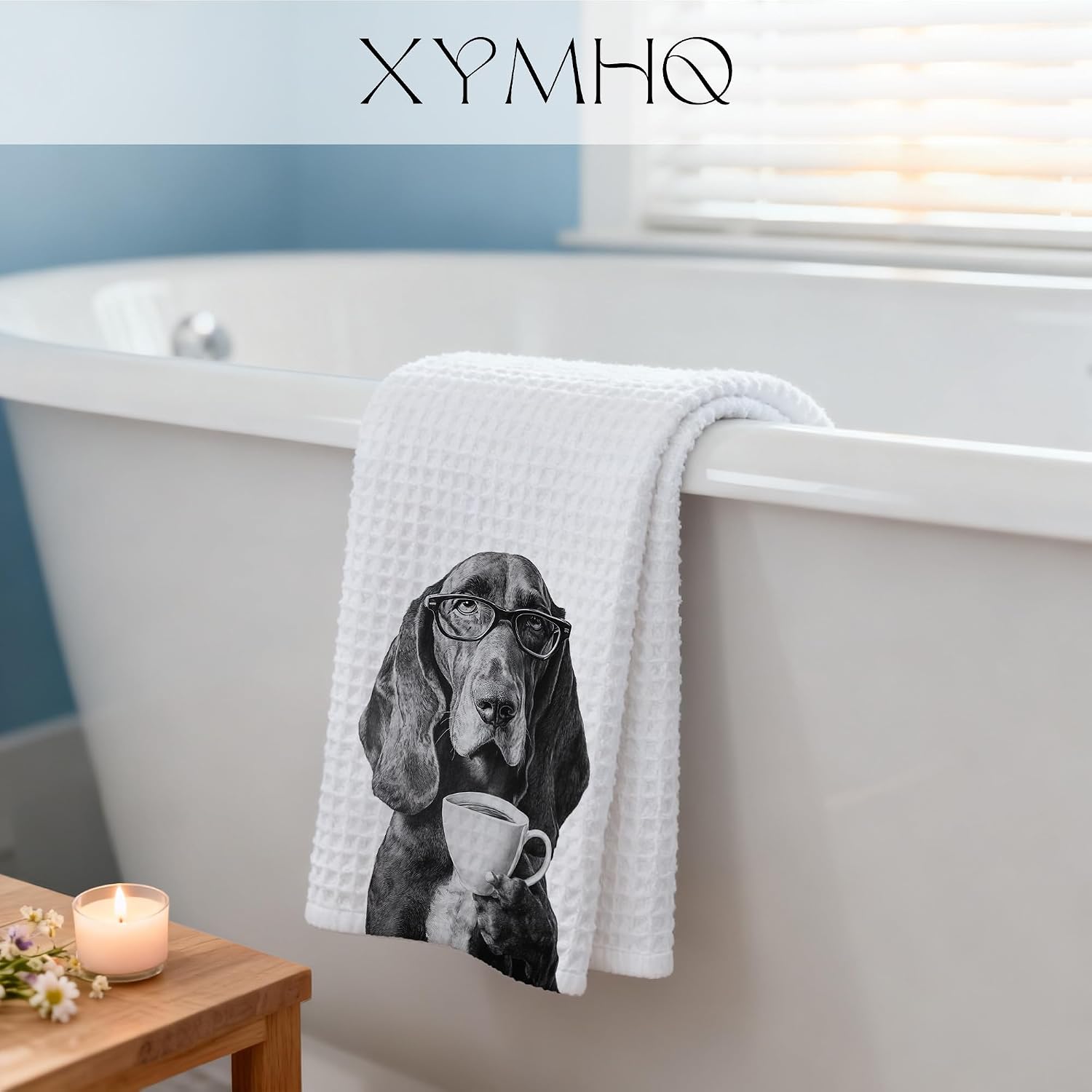 Funny Basset Hound Gifts Decorative Hand Towels for Kitchen Coffee Bar, Basset Hound Gifts for Women Men, Black and White Coffee Dog Kitchen Dish Tea Towels, 16x24 Inch image 5
