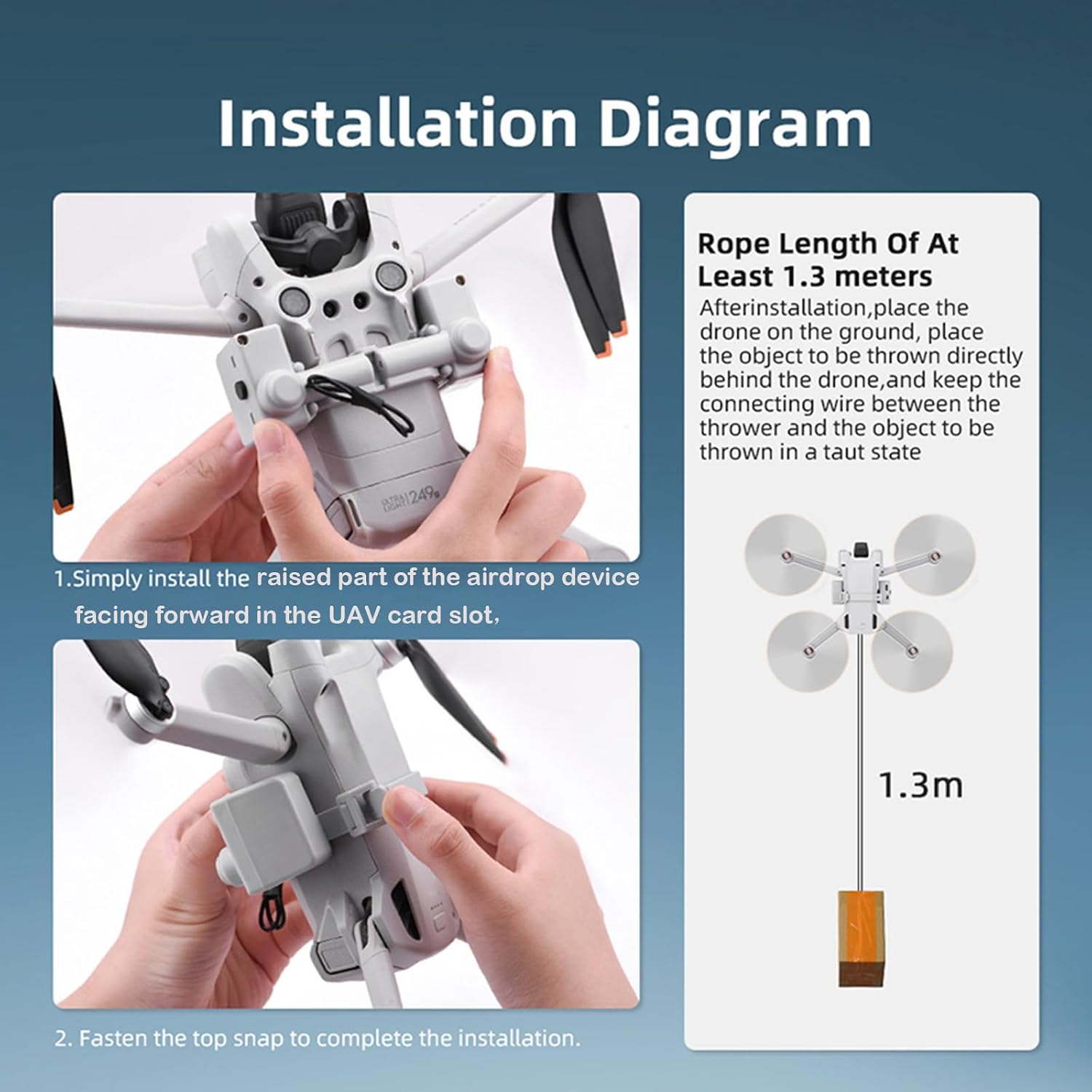 LICHIFIT Drone Airdrop System for DJI Mini 3 Pro/Mini 3 Drone Thrower Transport Delivery Payload Release Air Dropping Device