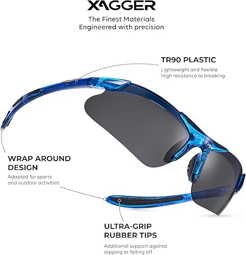 Miniatura 2 de Xagger Gafas de sol deportivas polarizadas para niños y niñas, gafas de béisbol y sóftbol, montura TR90