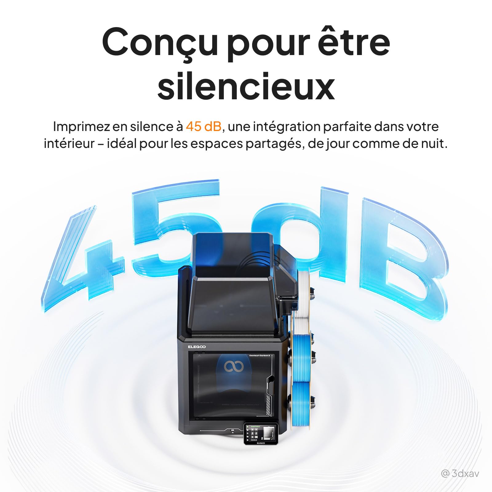 ELEGOO Centauri Carbon 2 Combo Imprimante 3D Multicouleur, CoreXY 500 mm/s Impression Haute Vitesse avec Calibration Automatique, Buse 350°C, Prête à l’Emploi, Volume d’Impression 256×256×256 mm