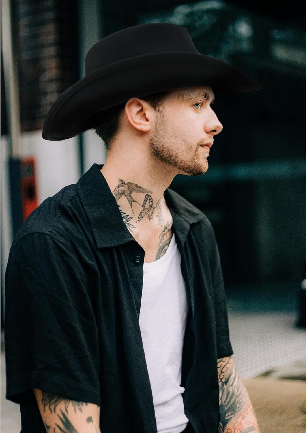 MIX BROWN Cowboy Hat Water-Resistant Felt Hats 100% Wool Wide Brim Western Panama Rancher Hat for Women Men - Image 6