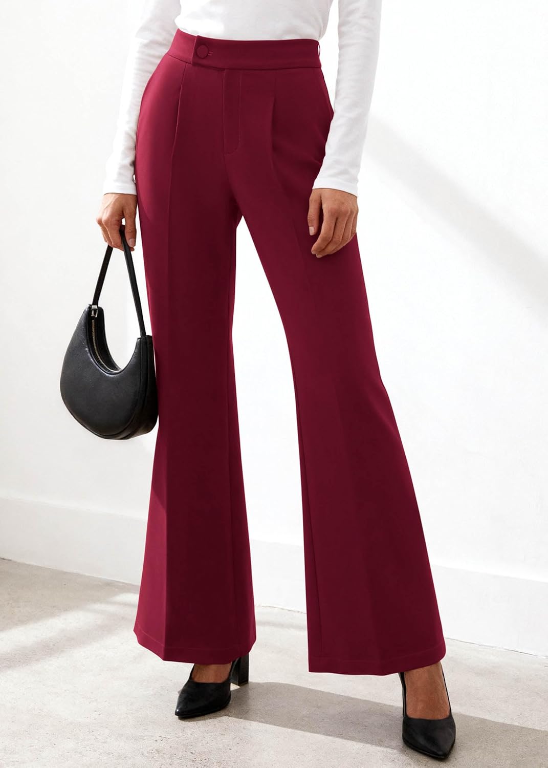 KIRUNDO Womens Dress Pants High Waisted Wide Leg Pleated Trousers Flare Palazzo Slacks Pockets Business Casual Outfits - Image 4