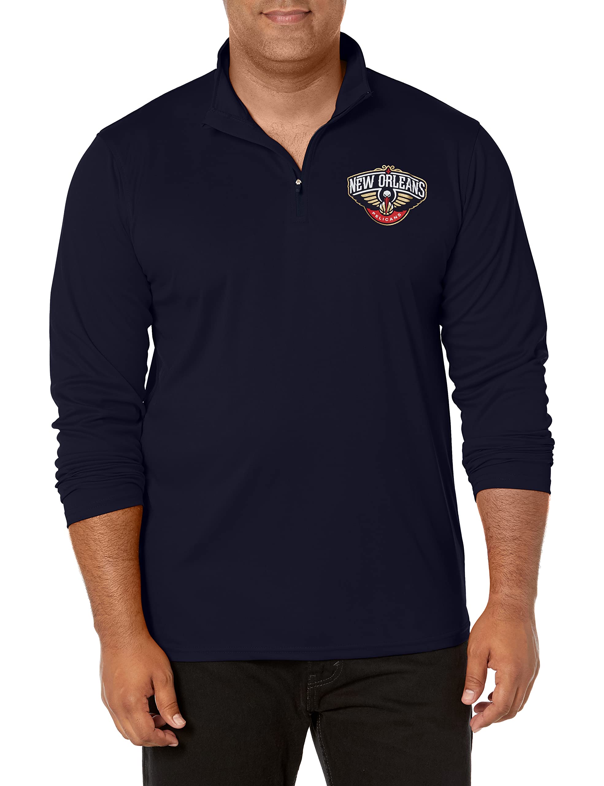 Ultra Game Men's NBA Poly Knit Quarter Zip Long Sleeve Shirt, Team Colour, XL