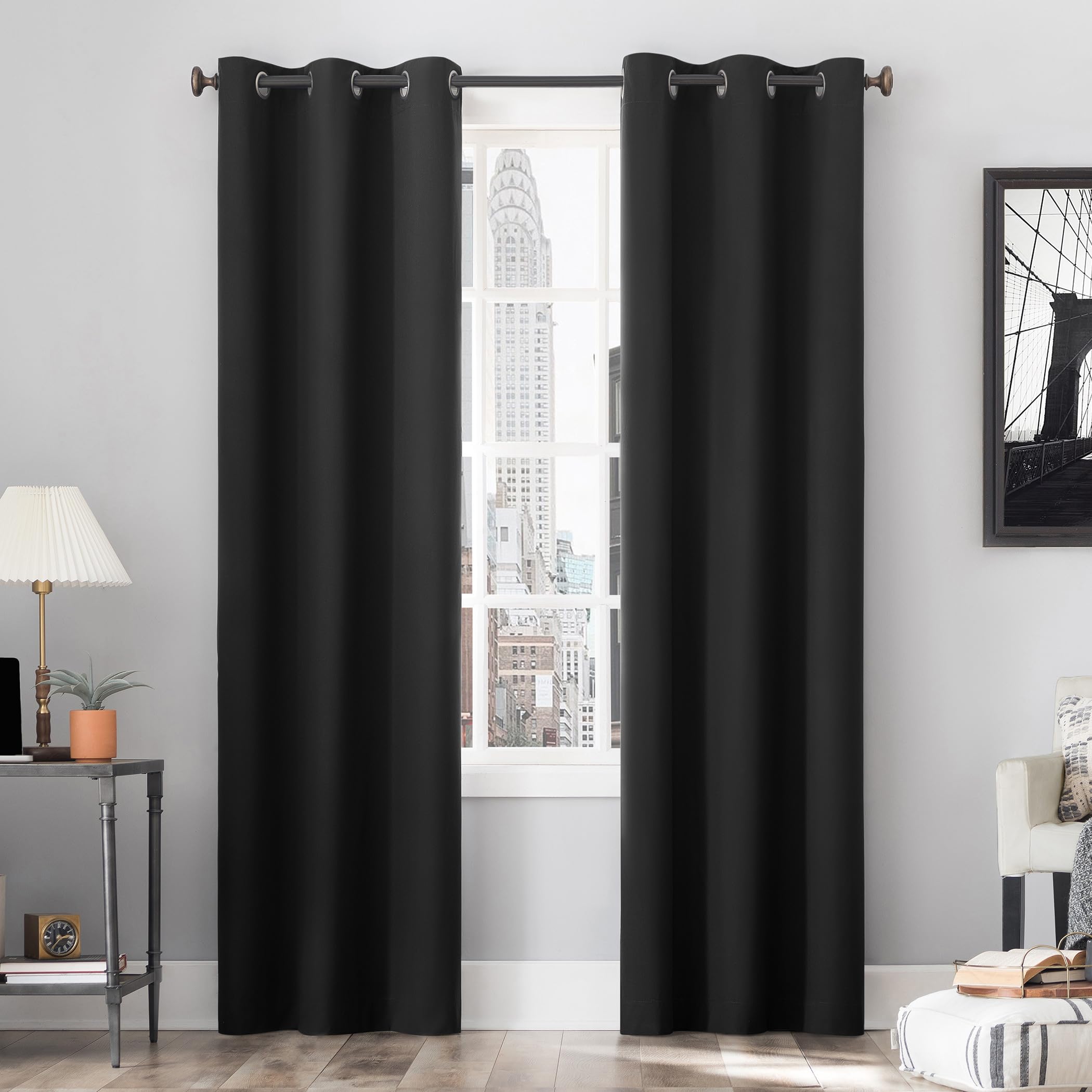 Rideaux occultants 100% anthracite Sun Zero Cyrus 101x160 cm