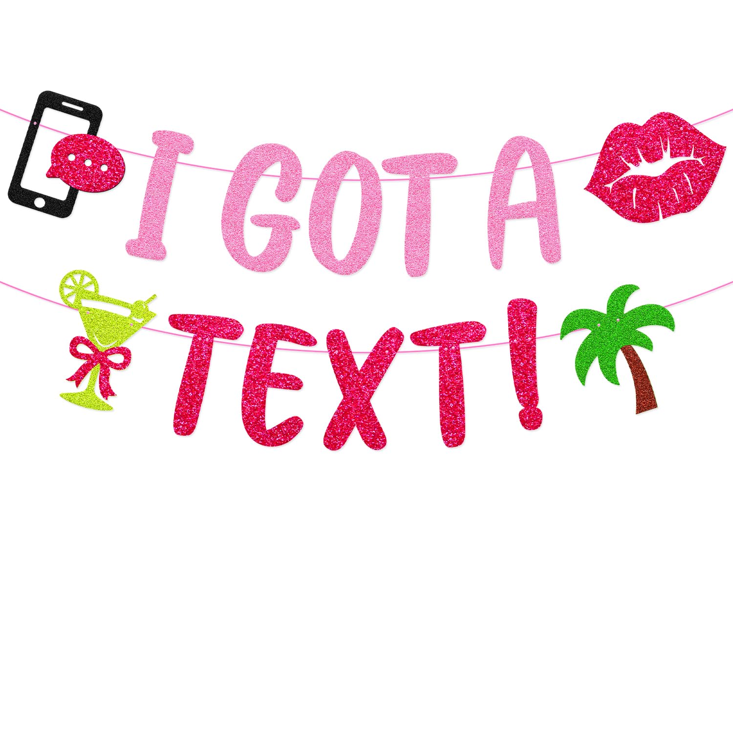 Photo 1 of Jiinxunn "I Got A Text!" Banner - Pink/Green Tropical