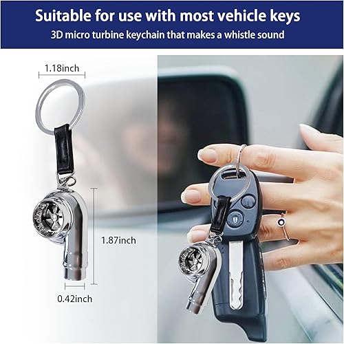 Miniatura 2 de Augeny Llavero turbo de automóvil, llavero de turbocompresor giratorio de metal creativo, llavero universal para pieza de vehículo (plateado)