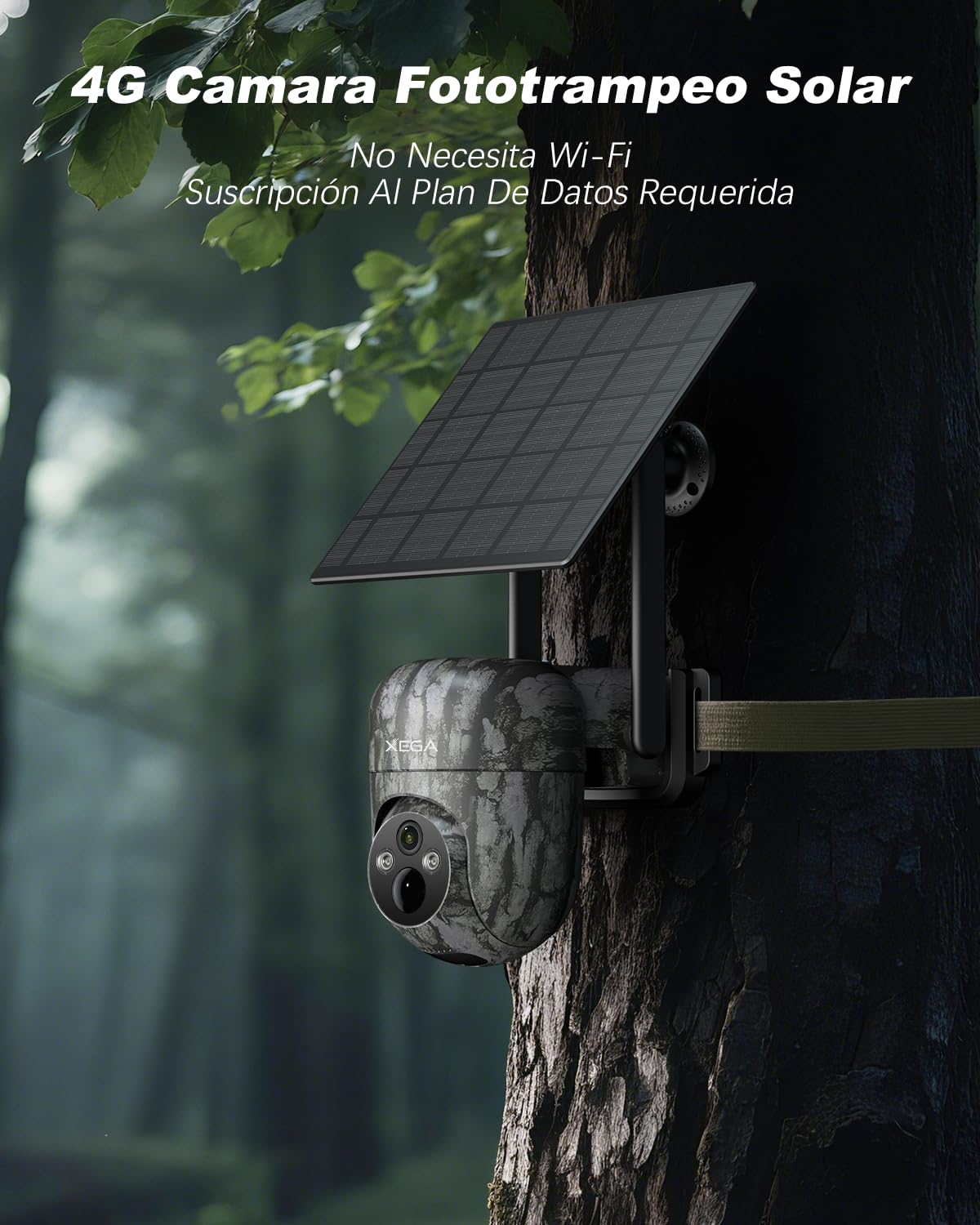 Xega 4G Solar Trail Camera 2K 3MP Exterior PTZ Night Vision No SIM WiFi