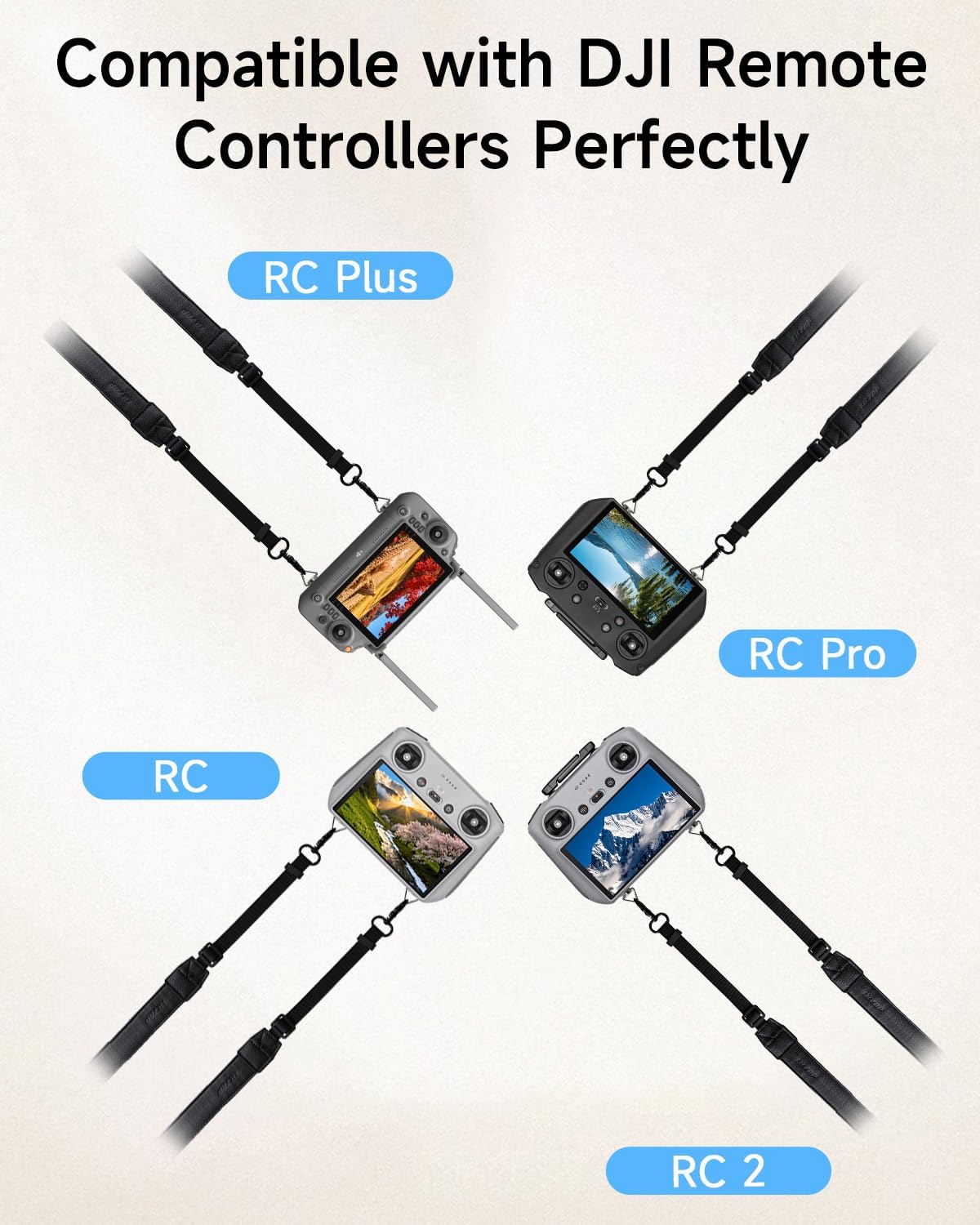 Lanyard Neck Strap for DJI RC/RC 2/RC Pro/Plus/Smart Controller Accessories, Mini 5 Pro Adjustable PU Leather Lanyard for DJI Mini 5 Pro/4/3, Air 3, Air 2S, Mavic 3, Flip, Neo Series Drone (50-63'')
