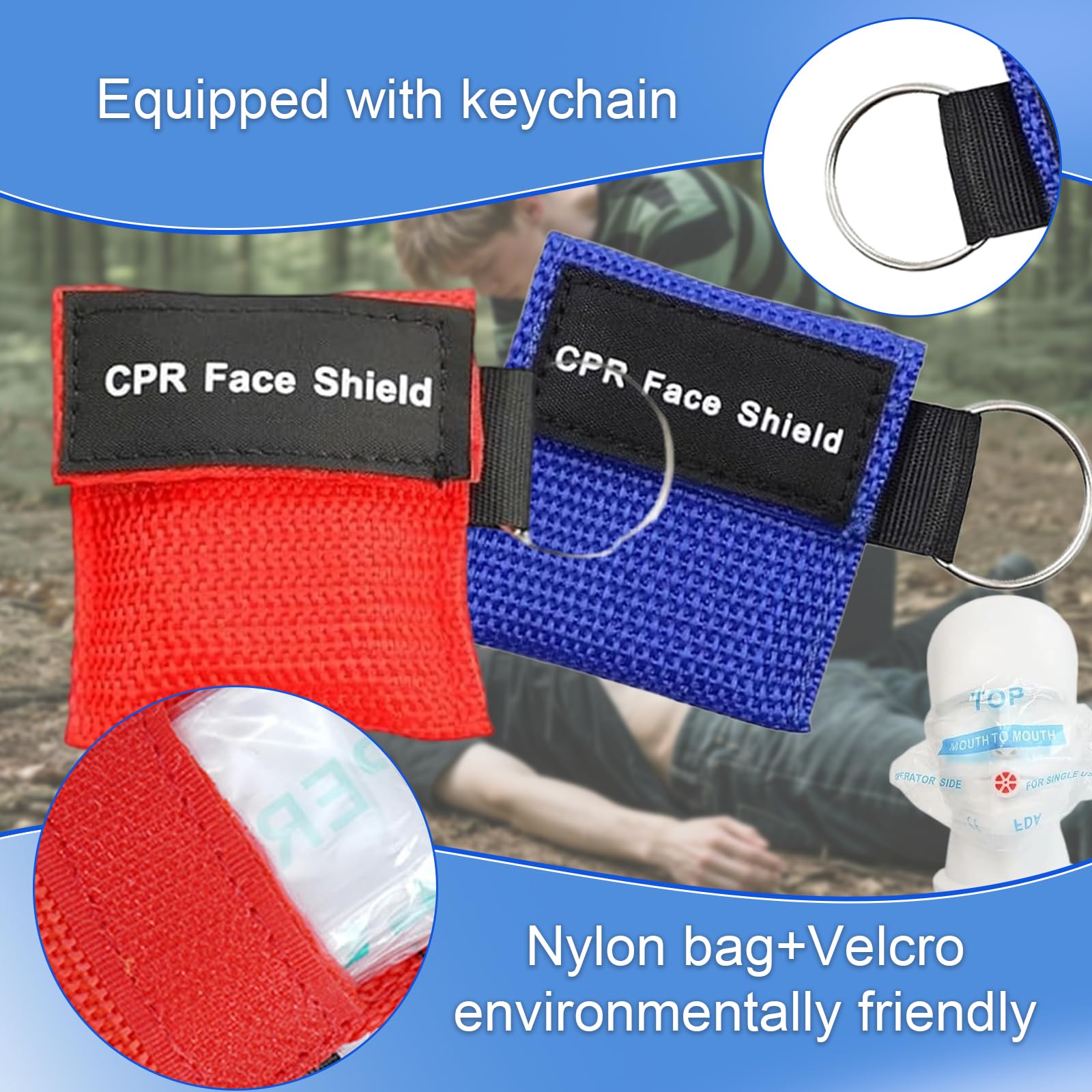 3 Pezzi Maschera Respiratoria con Portachiavi, Kit Maschere CPR con Barriera di Respirazione, Mascherine Respiratorie di Primo Soccorso, Maschera CPR per Il Primo Soccorso Formazione