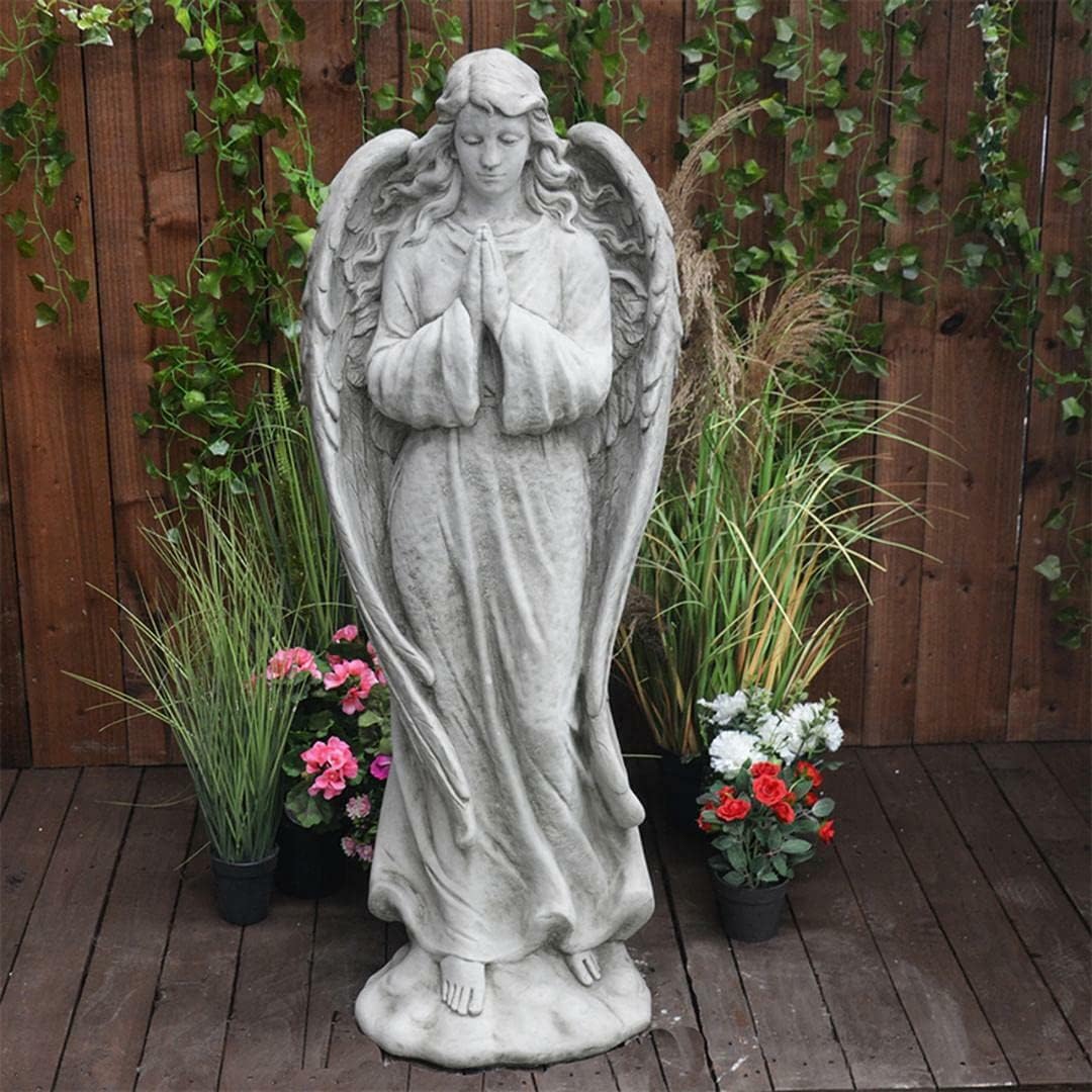 Large Standing Winged Angel Memorial Statue Garden Ornament Solid Concrete Very Heavy By DGS STA53 86KGS