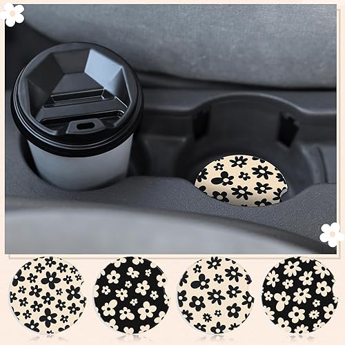 Miniatura 5 de Boao 4 posavasos para automóvil de 2.56 pulgadas, absorbentes de cerámica, base antideslizante universal con muesca de dedo para mantener la