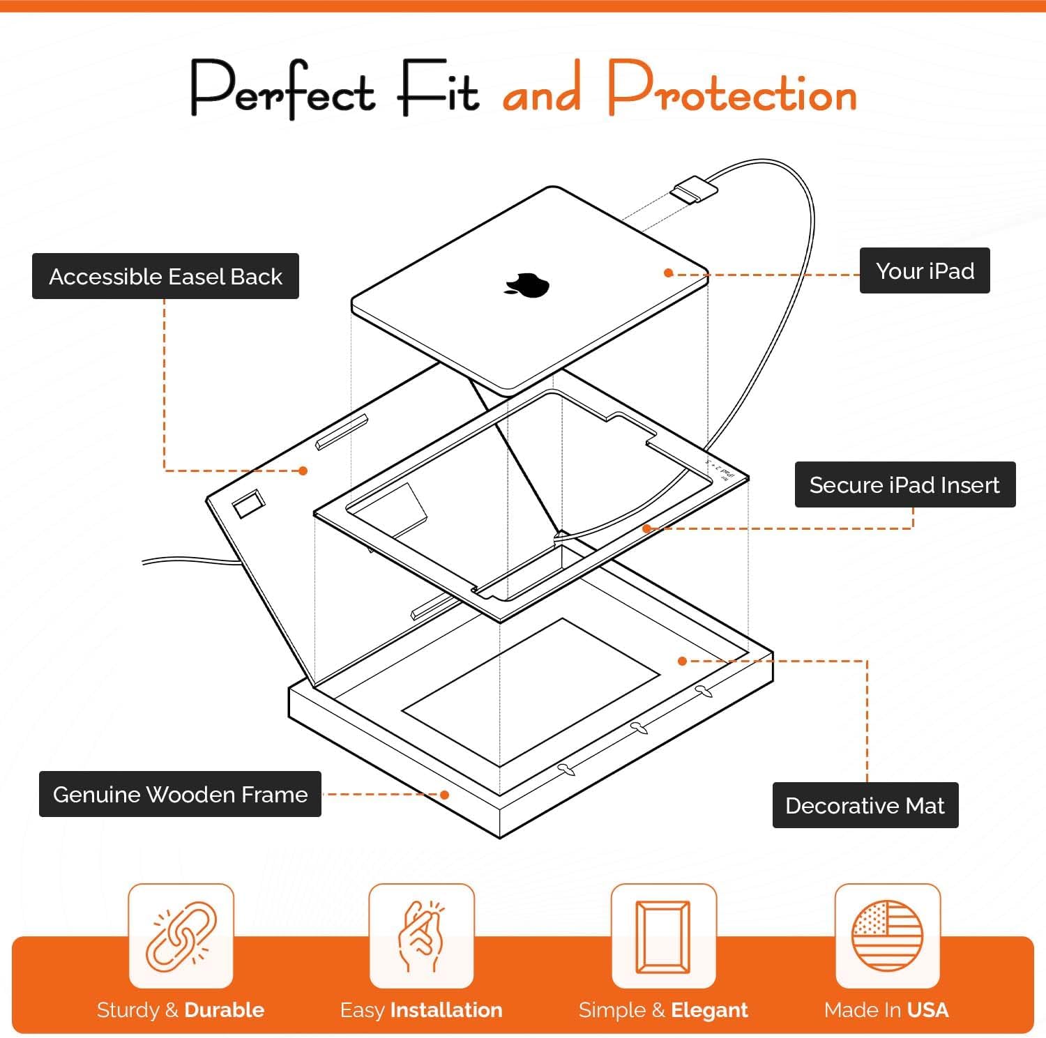 iFrame iPad Frame | Turn Your iPad Into A Beautiful Interactive Digital Picture Frame | Perfect At Home Or Work | Includes Table Stand and Wall Mount for All 9.7” iPads-White