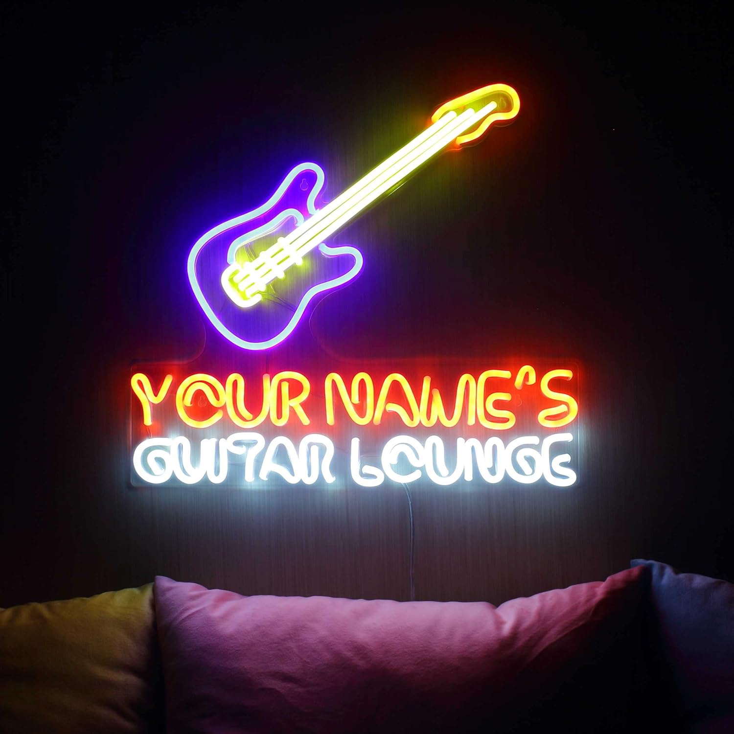 ADVPRO Guitar Lounge Music Personalized Ultra-Bright LED Neon Sign - Purple - st16s54-fn-p0017-tm-p