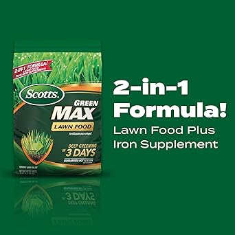 Scotts Green Max Lawn Food - Lawn Fertilizer for Grass Plus Iron Supplement, 10,000 sq. ft., 33.33 lbs.