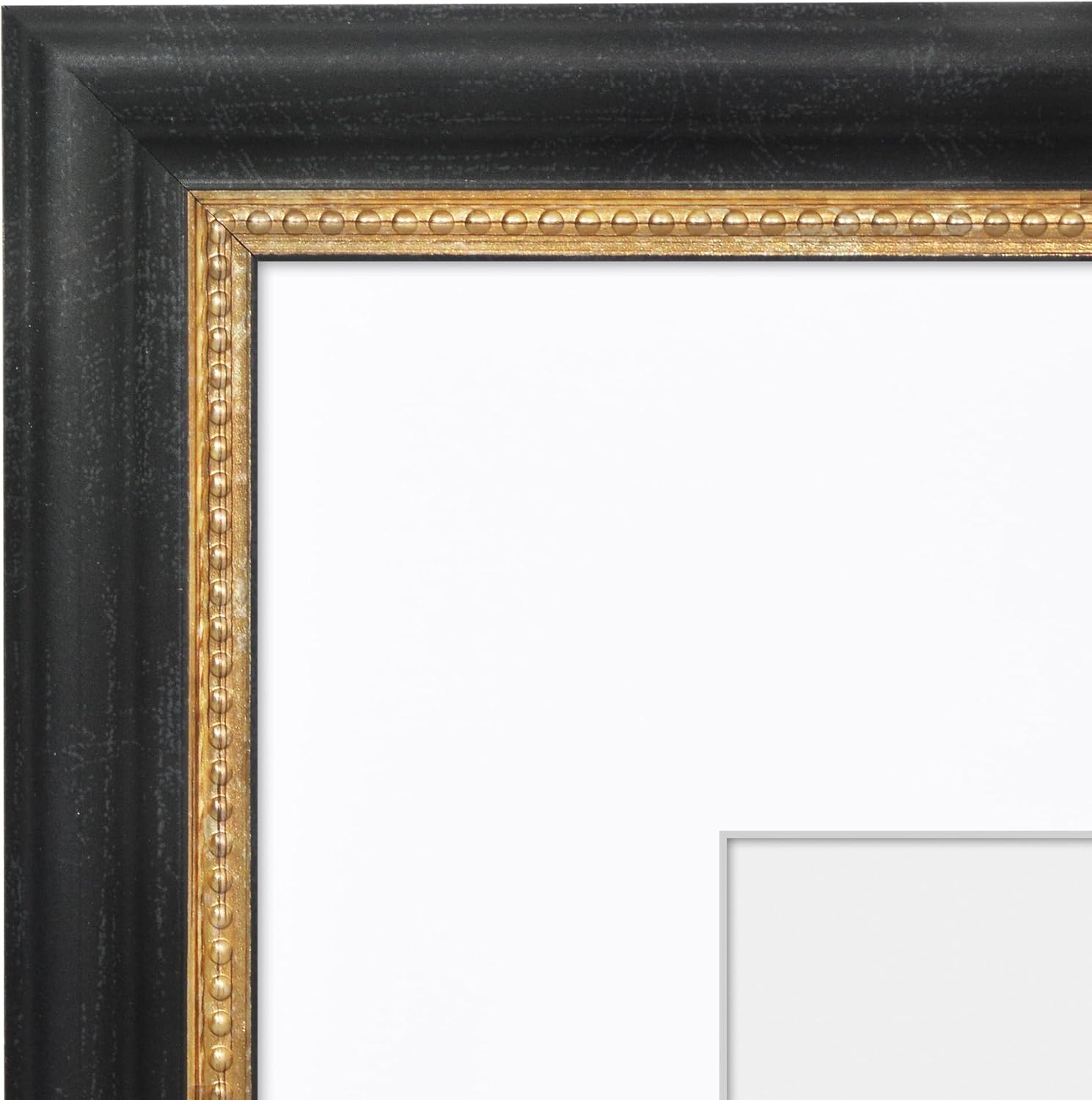 Americanflat Vintage Frames - 11x14 Picture Frame with Beaded Accents and Shatter-Resistant Glass - Use as 8x10 Frame or Display 11x14 Photos Without Mat - Heirloom Collection - Black Gold