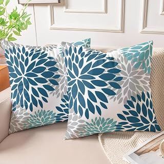 2er Set Samt Kissenbezug 50x50 Blau Kissenbezüge Doppelseitig Moderne Kissenhülle Sofakissen Dekokissen Grau Kissen Deko Zierkissenbezug für Sofa Wohnzimmer Schlafzimmer Auto
