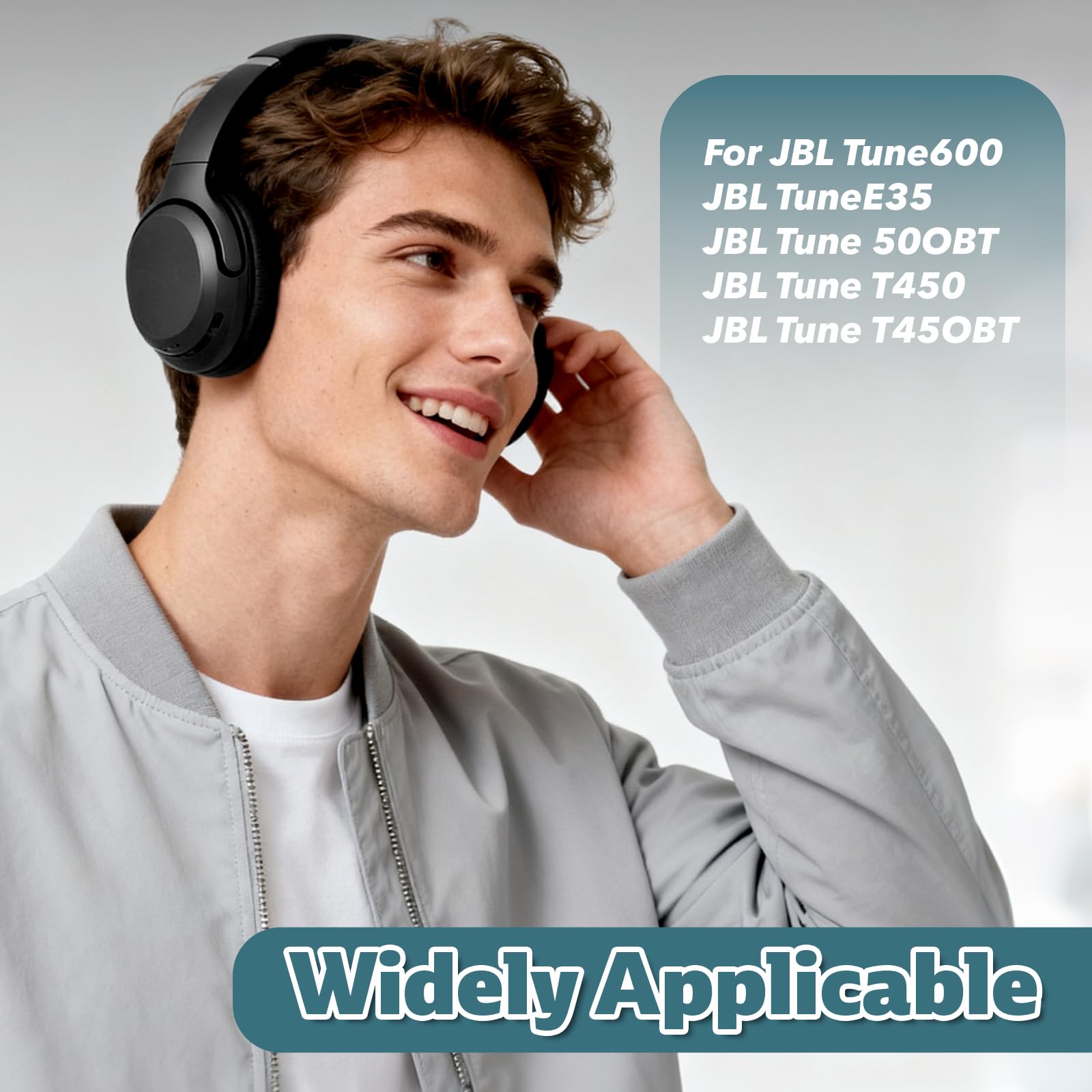 2 sztuki słuchawek nausznych do JBL T450, T500, T510, T520, Tune, 520BT 510BT 500BT 450BT E40BT, 70 mm pianki memory i opaska na czoło 125 mm, ergonomiczna, łatwa instalacja (czarno-białe)