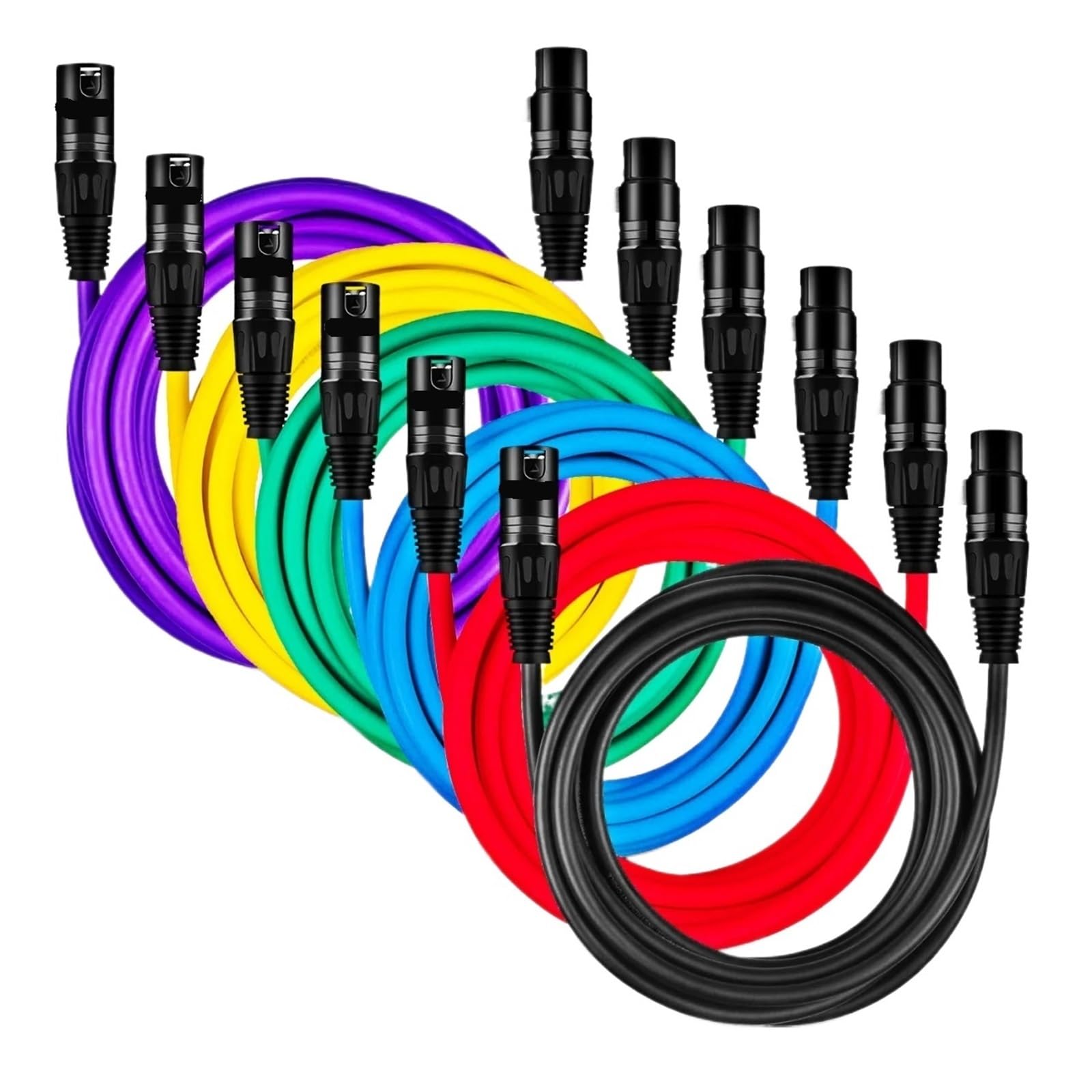 Zbalansowany kabel mikrofonowy XLR męsko-żeński, 3-pinowy kabel XLR do mikrofonu, sceny, elastyczny DJ Pro, redukcja szumów (fioletowy, 3 metry)