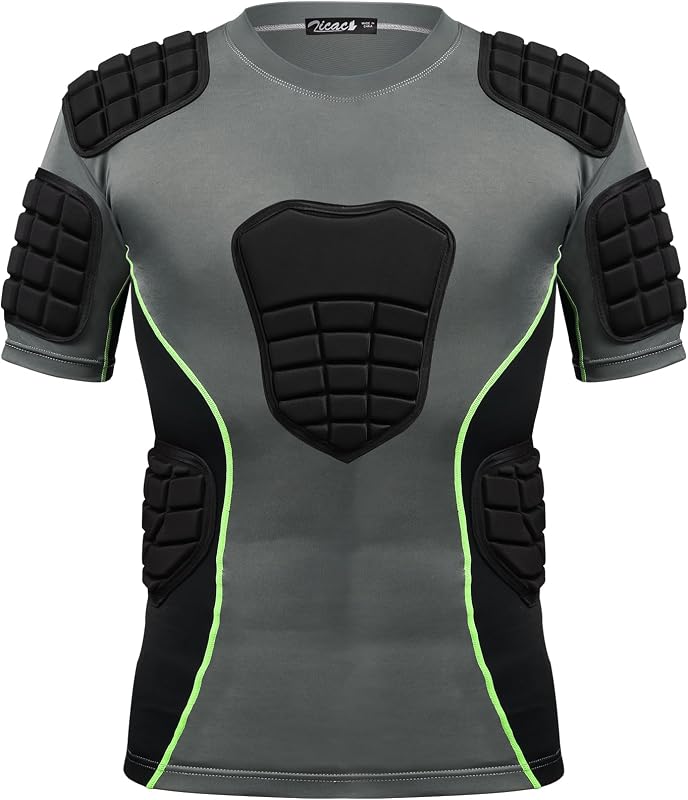 Zicac remera de compresión Acolchada 8 Almohadillas Protectores de Costillas de fútbol Camisa Acolchada Equipo de protección para el Pecho Protectores Deportivos contra erupciones para fútbol Rugby Béisbol