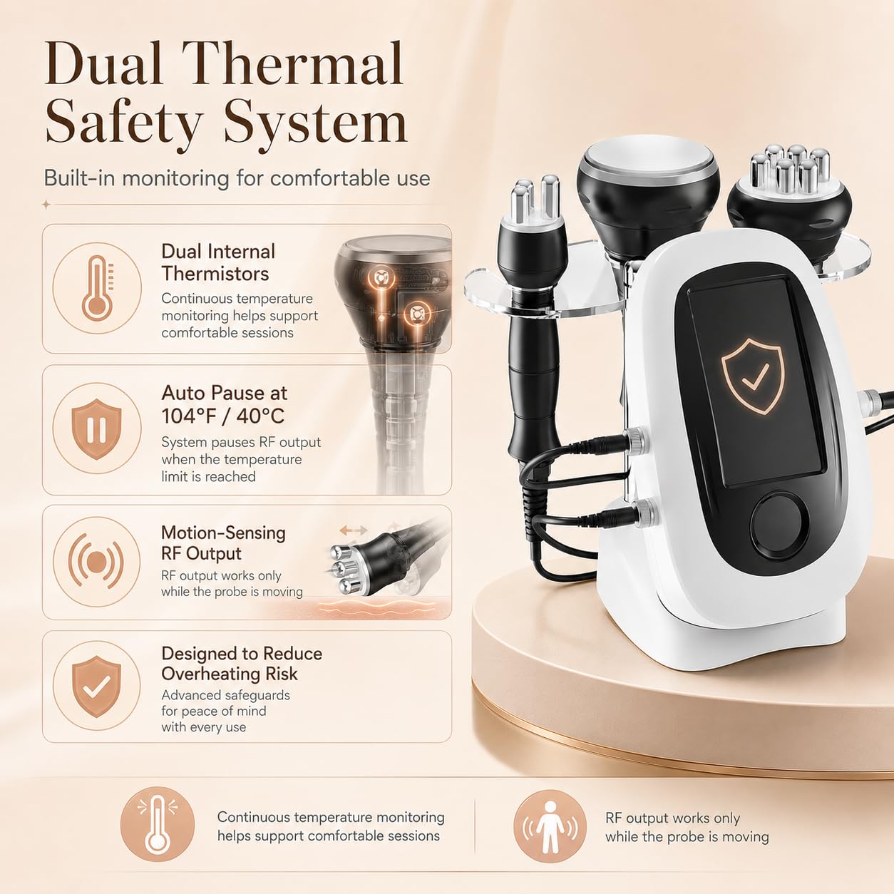 Radio Frequency Skin Care Device for Skin Wrinkles Reduction Radio Frequency for Wrinkle Remover Professional RF Beauty Device1MHz Bi-Polar