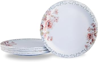 Melamine Dinner Plates | Round Full Plate Serving Set| Microwave Safe | Break Resistant | Plates for Lunch, Dinner | Plates for Home, Office, Restaurant | Set of 6 | 11 Inch's (Mat Finish Lily)