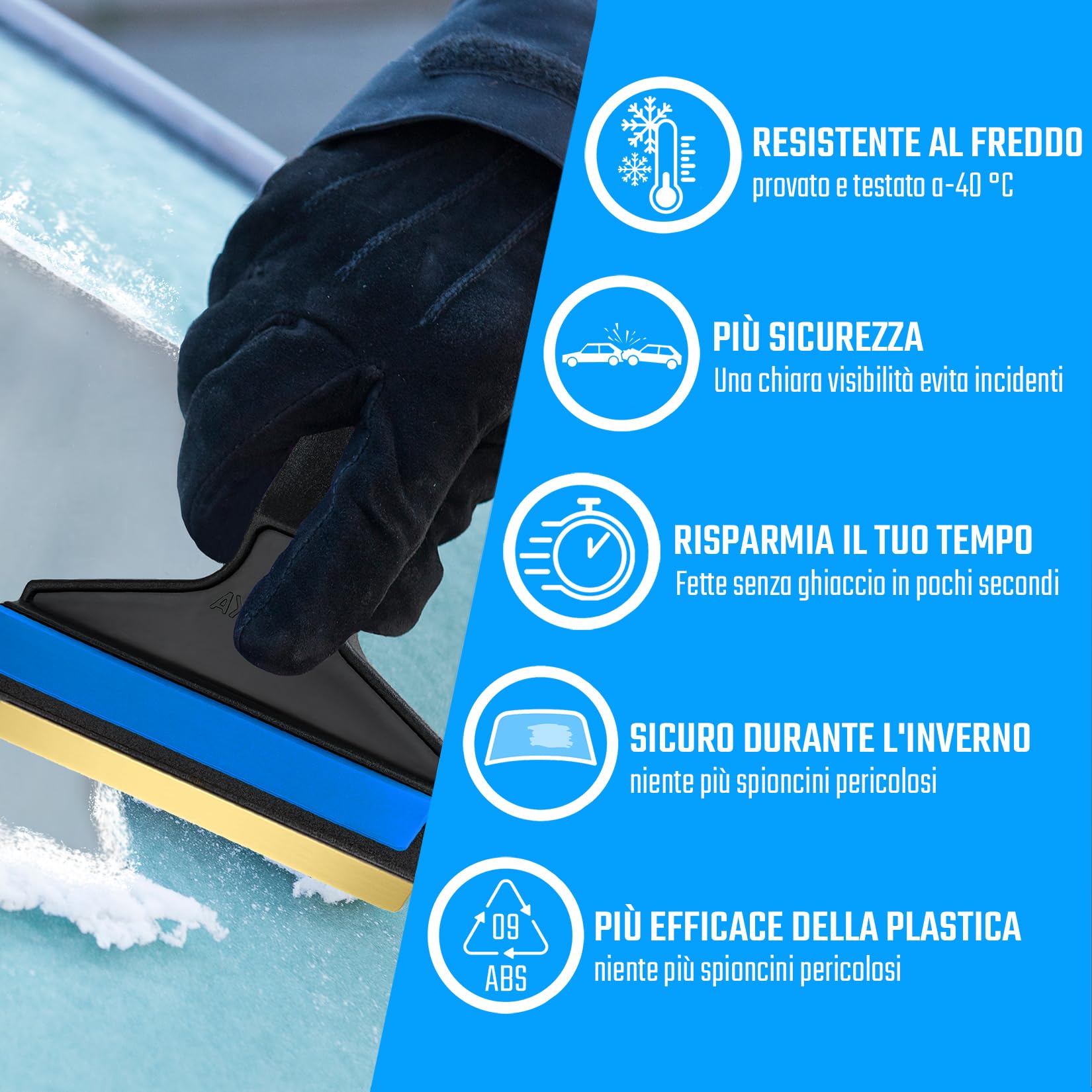 Murska Raschietto Ghiaccio Ottone Per Auto Con Spazzola E Frusta - 2 Pezzi, 42 Cm, Made In Finland