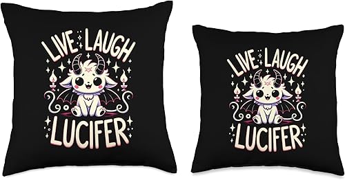 Miniatura 3 de Live Laugh Lucifer - Funny Devil Satan Statement Live Laugh Lucifer-Funny Humorístico Oculto Lindo Baphomet Juego de palabras almohada de 16 x 16