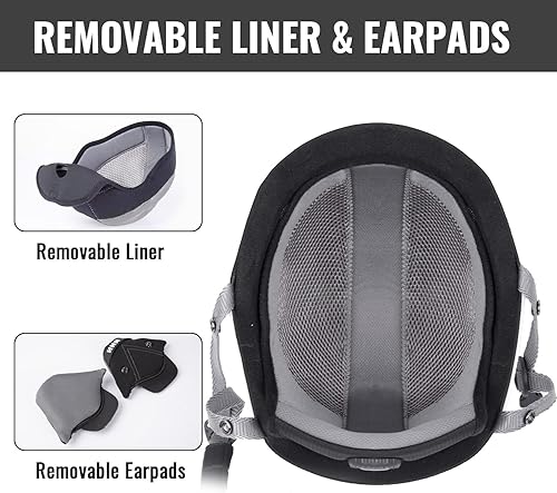 Miniatura 5 de NHH Casco de esquí y snowboard, casco de deportes de nieve, compatible con forro extraíble y almohadillas para los oídos para hombres, mujeres y