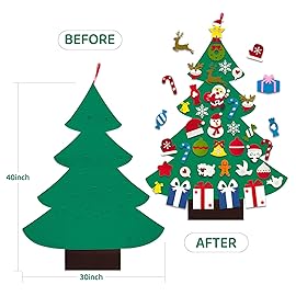 Abakuku 3FT DIY Felt Christmas Tree Set with Games for Kids Toddlers Wall Hanging Decorations Felt Craft Kits,Wall Hanging Xmas Christmas Decorations