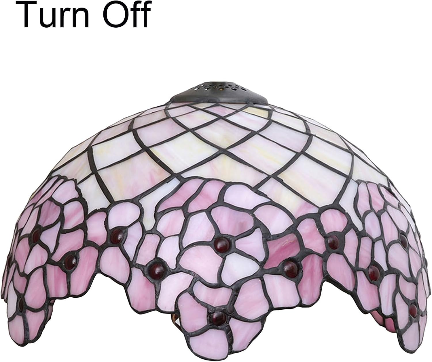 Tiffany Lamp Shade Replacement 16X8 Inch Pink Cherry Blossom Stained Glass Lampshade Only with Cap Fit for Table Lamp Floor Lamp Reading Desk Lamp Pendant Light Ceiling Fixture