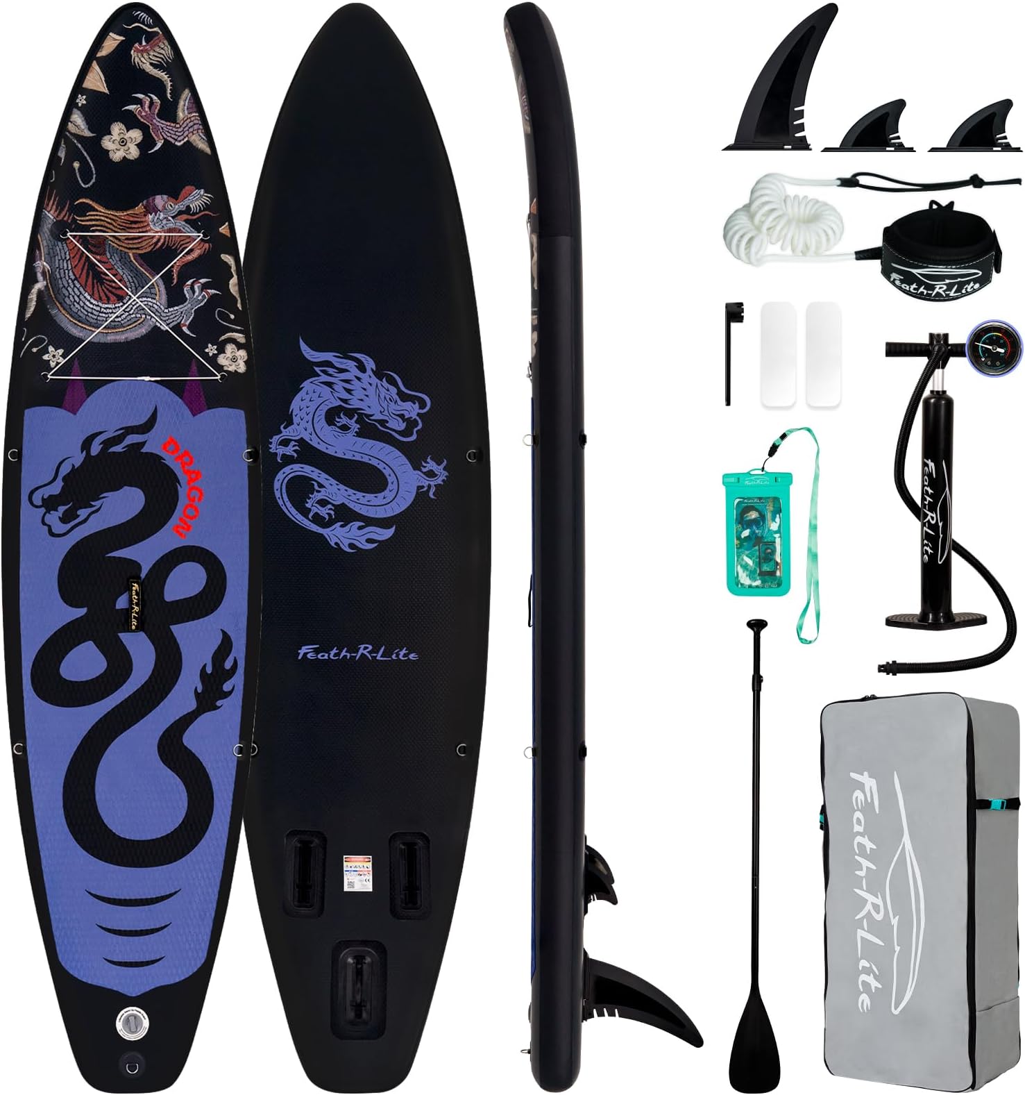 FEATH-R-LITE Inflatable Stand Up Paddle Board with Beginner SUP Accessories | 10’6’’/11' Ultra-Light SUP,Anti-Slip EVA Deck,Versatile Yoga Inflatable Paddle Boards for Adults & Youth of All Skill Levels
