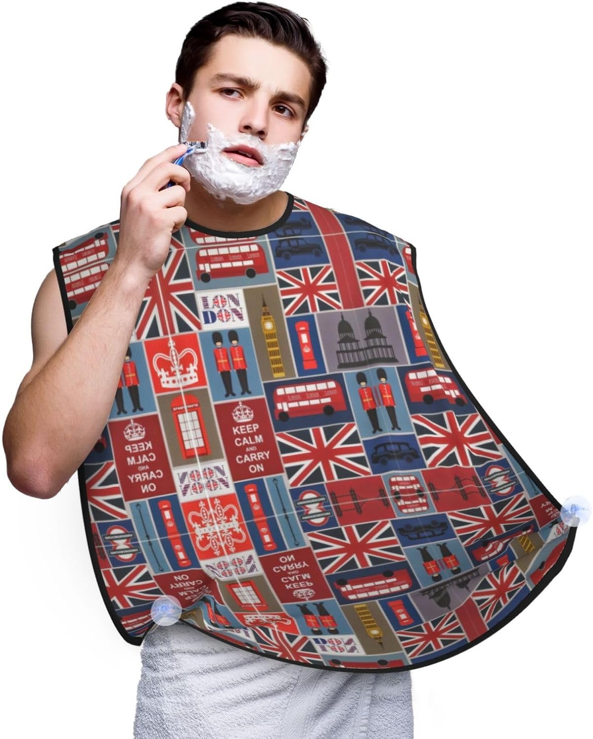 England Symbols Print Beard Bib Apron, Shaving Apron For Dad, Men'S Hair Catcher For Shaving Best Gifts For Dad