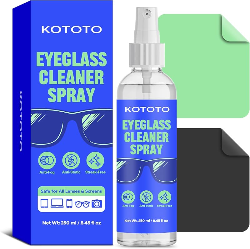 Eyeglass Cleaner Spray, Streak-Free Eyeglass Cleaner Spray for Glasses, Screens & Lenses, Anti-Static Eye Glass Cleaner Kit with Microfiber Cloth, Cleaning Kit for Phone, Laptop, Camera & More