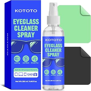 Kototo Eyeglass Cleaner Spray, Streak-Free Eyeglass Cleaner Spray for Glasses, Screens & Lenses, Anti-Static Eye Glass Cleaner Kit with Microfiber Cloth, Cleaning Kit for Phone, Laptop, Camera & More
