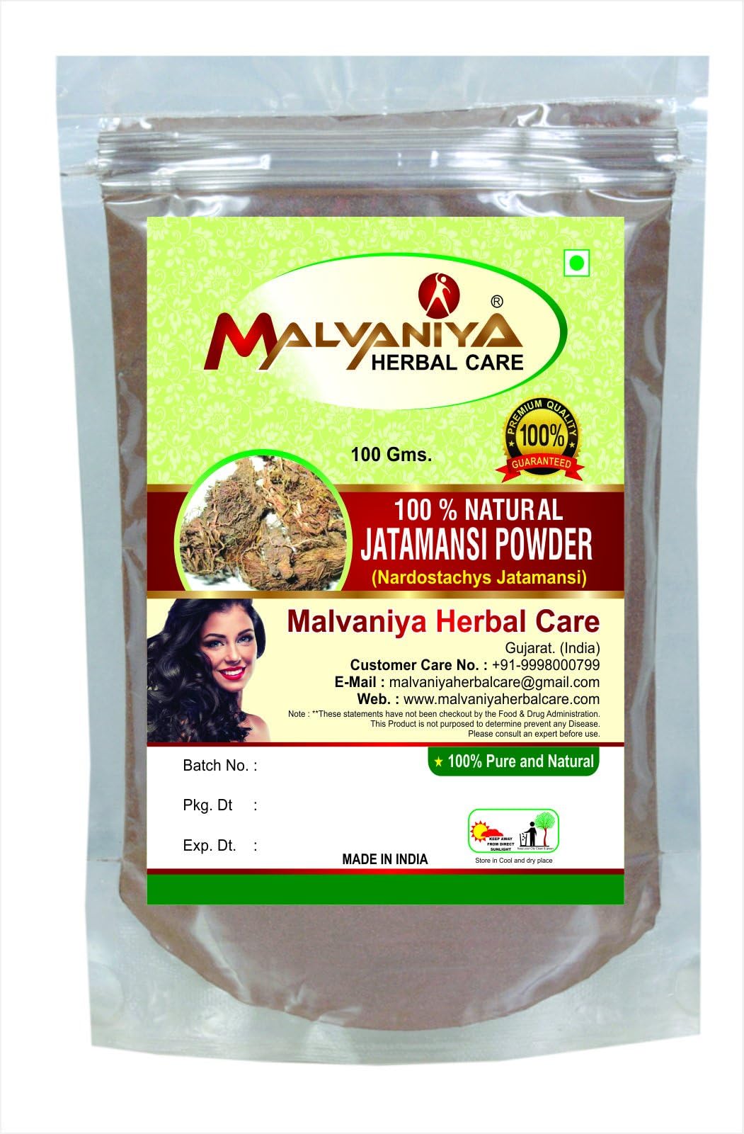 Natural Jatamansi Root (NARDOSTACHYS JATAMANSI) Powder for REJUVENATING HAIR ROOTS NATURALLY (100 gm (0.22 lb) 3.5 ounces)