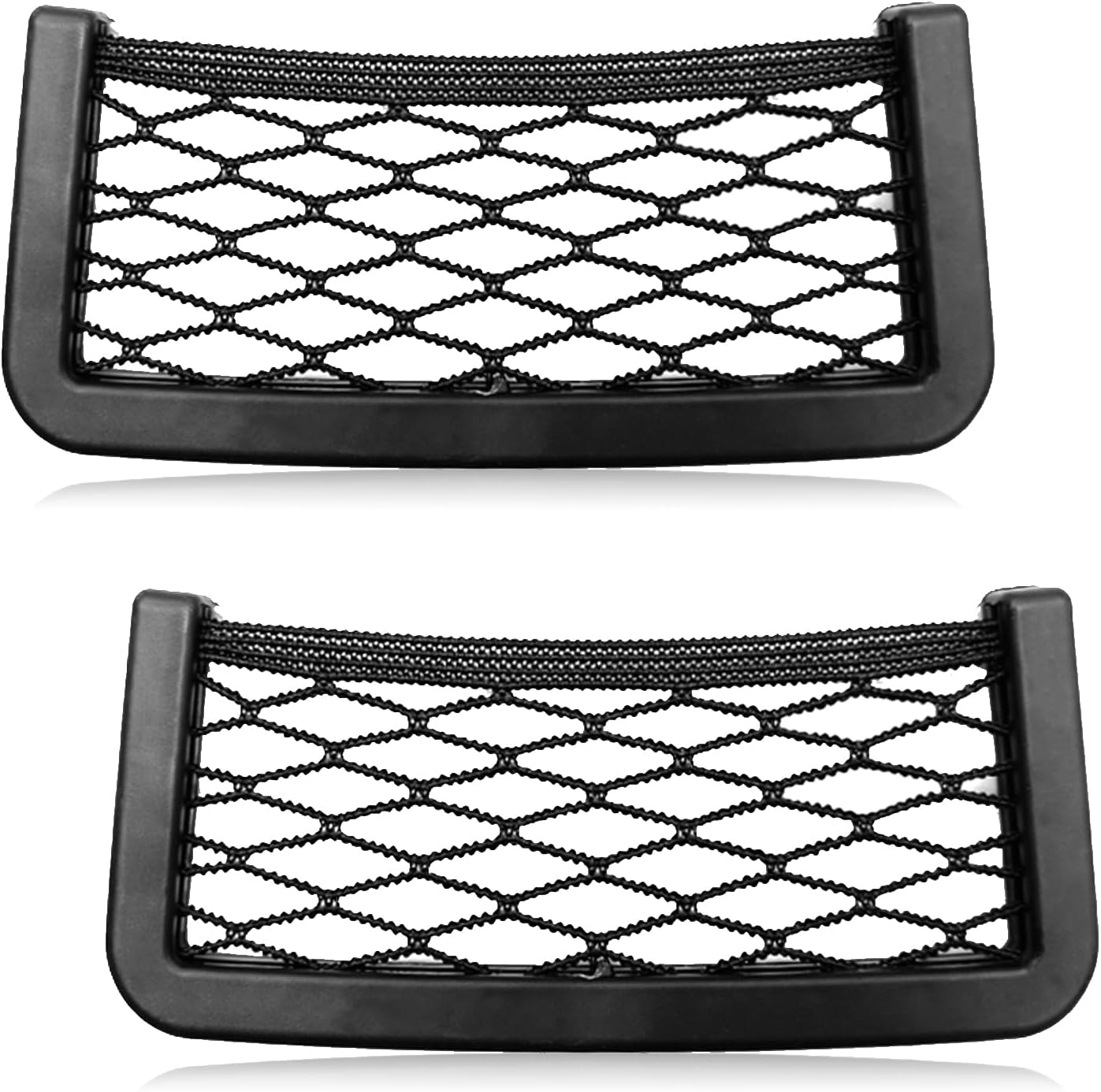 2-Pack Framed Mesh Storage Net, Storage Pockets Phone Nets, Car Storage Net Bag ABS Plastic Frame Cargo Pocket Organizer for Car RV Boat Medium