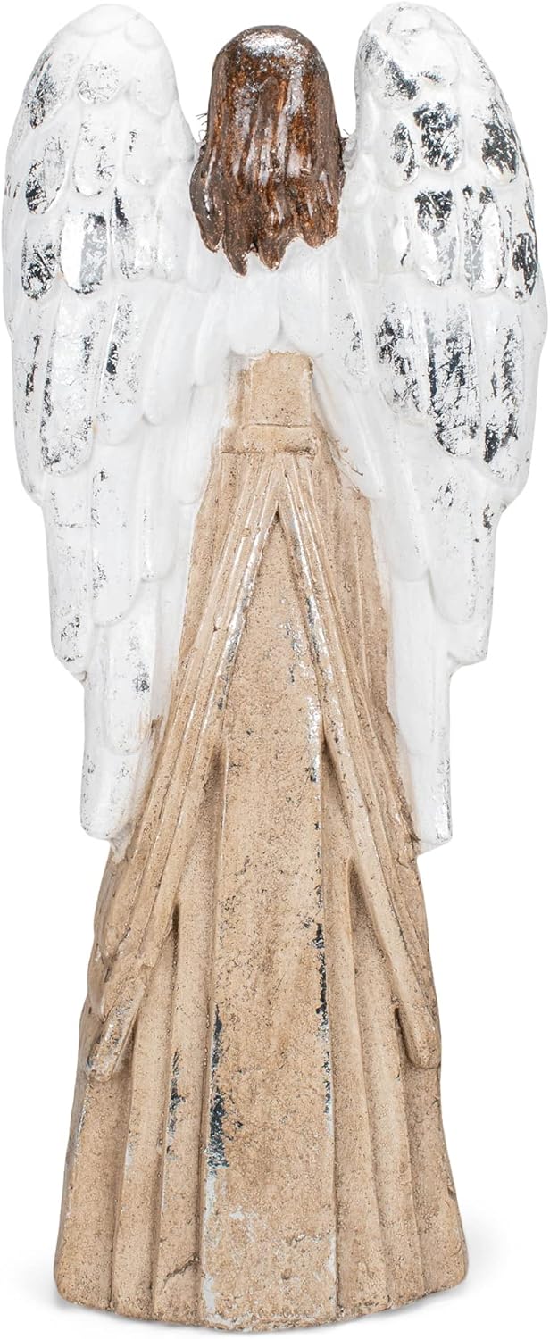 Napco Imports Light Up Angel with Wings Brown 22 inch Resin Stone Christmas Figurine - Image 4