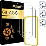 Ailun 3 Pack Screen Protector for iPhone 15 Pro [6.1 inch] + 3 Pack Camera Lens Protector,Case Friendly Tempered Glass Film,[9H Hardness] - HD