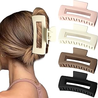 Bmobuo 5 Inch Extra Large Claw Clips for Strong Hold - XL Jumbo Matte Hair Clips 4PCS Oversized Giant Clips for Long Curly Hair for Women