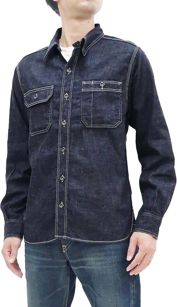 MOMOTARO JEANS 桃太郎ジーンズ 長袖シャツ 44 Amazon.co.jp: [MOMOTARO JEANS] (桃太郎ジーンズ) 長袖シャツ MS044D