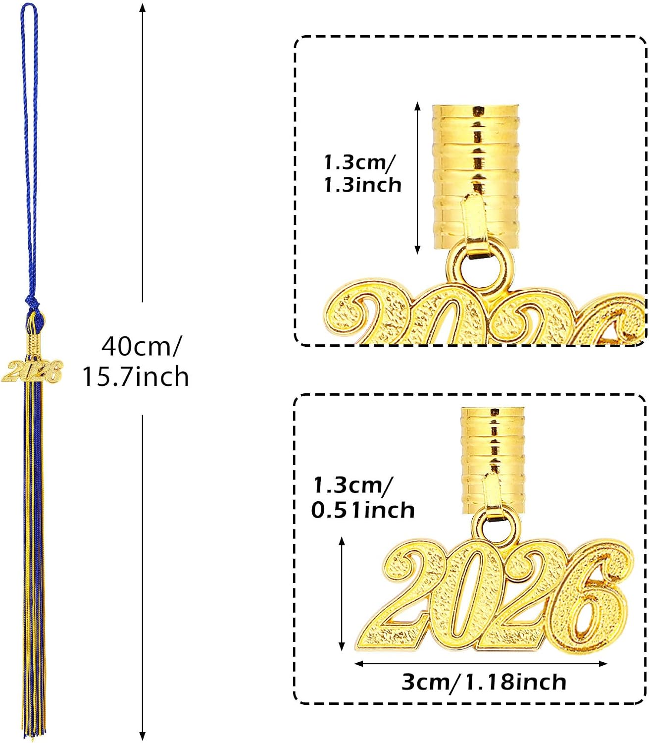 JULMELON 2026 Graduation Tassels, 10Pcs Graduation Cap Tassels 2026 Grad Graduation Tassels for 2026 Graduation Ceremonies Accessories (Gold and Blue)