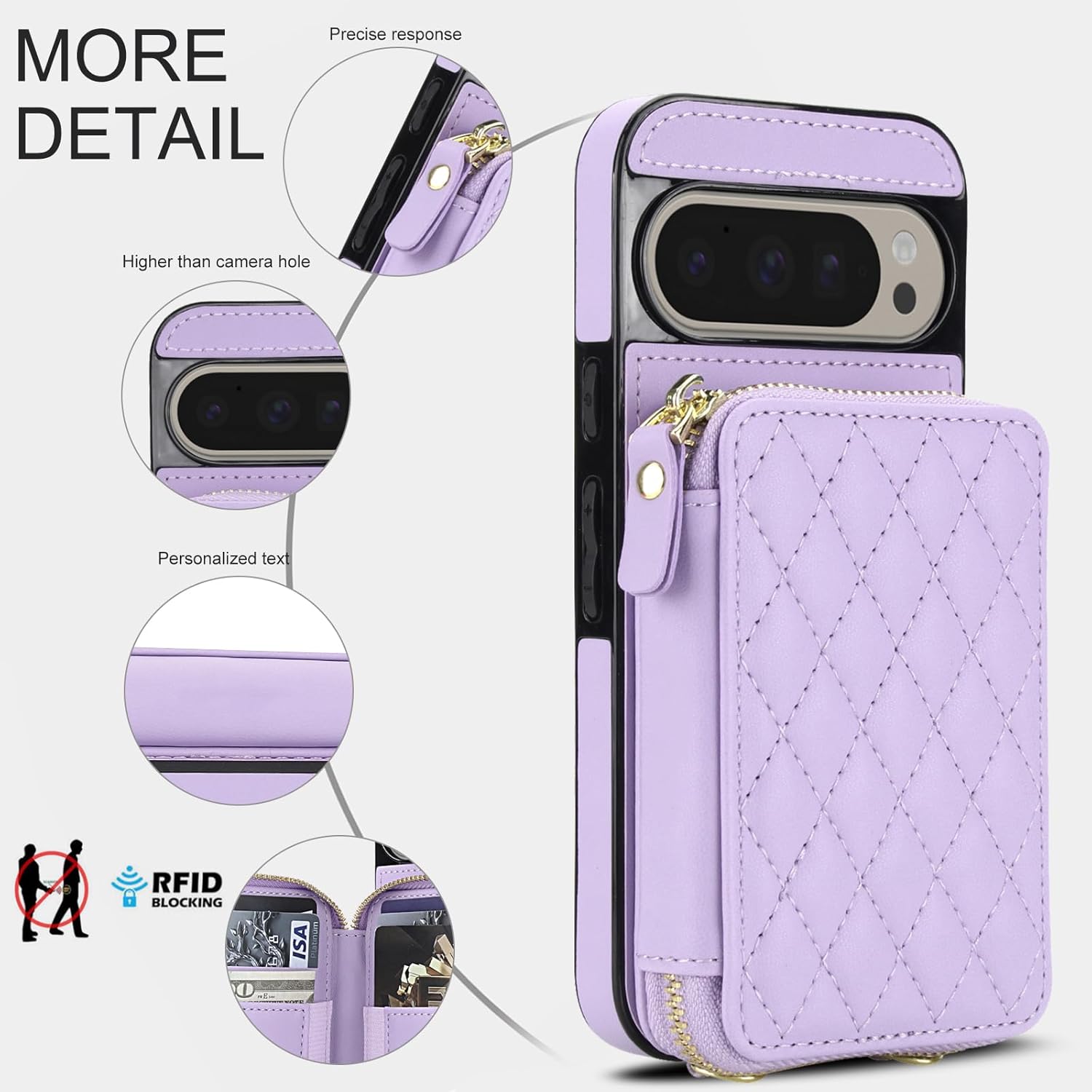 Asuwish Phone Case for Google Pixel 9/9 Pro/10/10 Pro 5G Wallet Cell Cover with Tempered Glass Screen Protector Wrist Strap RFID Blocking Card Holder Pixel9 9Pro/Pixel10 10Pro Nine Ten Women Purple