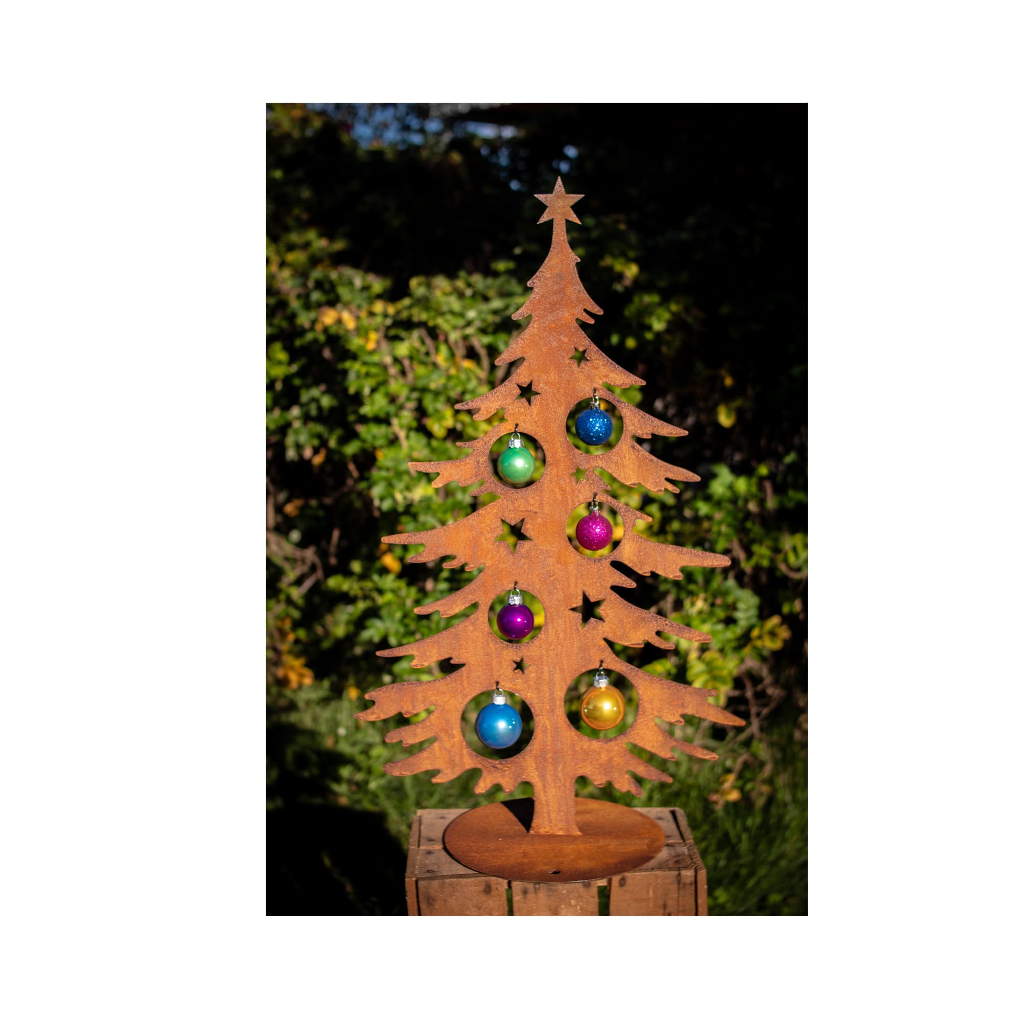 Edelrost deko Weihnachtsbaum 3D massiver Bodenplatte Handmade Qualität Germany Höhe 70 cm Weihnachtsbaum Metall, Rost Tannenbaum, Weihnachtsdeko rostoptik, Metall Weihnachtsbaum groß (Braun)